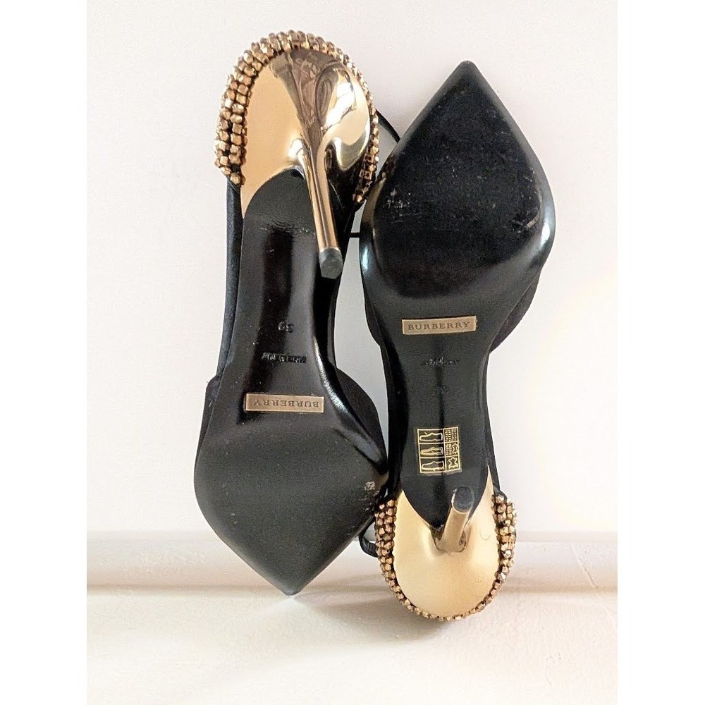 Burberry Black Satin‎ Alanson Stiletto Heels with Embellished Back Size 39 - Picture 6 of 13